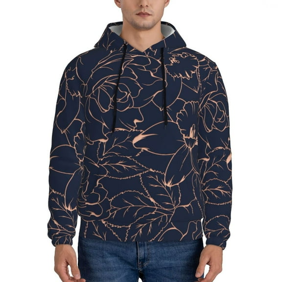 Sikiie Copper-Gold Gloss Outline Flower Men's Hoodie, Essentials Hoodie, Sweatshirt, Pullover Hooded Sweatshirt for Men-X-Large