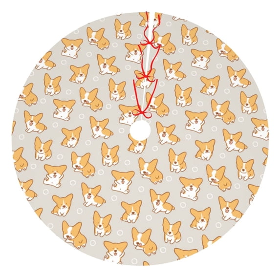 Sikiie Corgi Dog 30-48 inches {designName} Print Christmas Tree Skirt Snowman Xmas Tree Skirt with Edge Christmas Decorations for Holiday Party30"