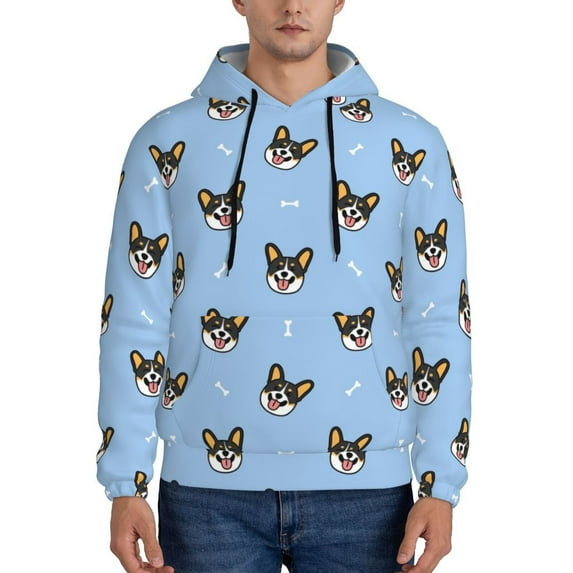 Sikiie Corgi Dog Men's Hoodie, Essentials Hoodie, Sweatshirt, Pullover Hooded Sweatshirt for Men-X-Large