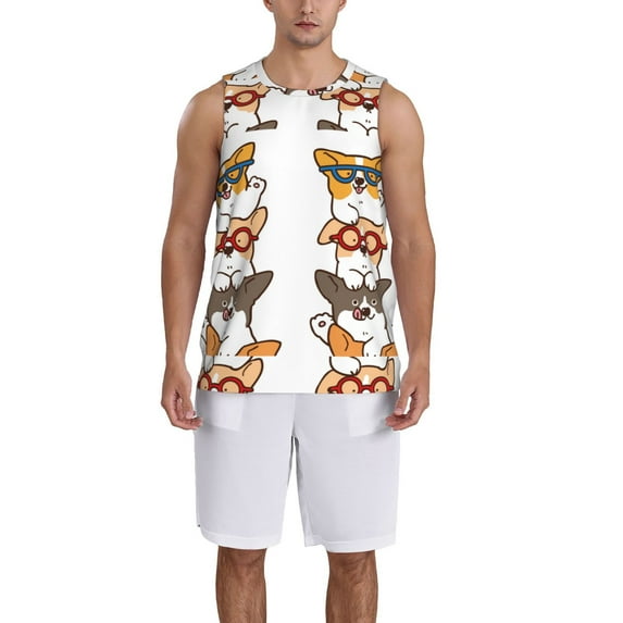 Sikiie Corgi Dog2 Basketball Jersey Reversible Men's Mesh Athletic Sports Shirts Training Practice S-4XLMedium