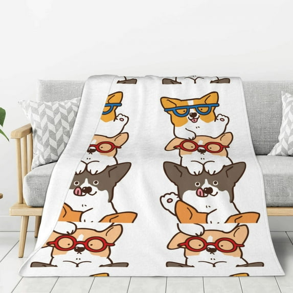 Sikiie Corgi Dog2 Cozy Flannel Fleece Throw Blanket: Lightweight & Thick for All Seasons - Perfect for Women, Men, & Kids"40"x30"