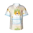 thumbnail image 1 of Sikiie Corgi In The Shower Cap Bathing Print Men's Hawaiian Shirt, Summer Beach Button Pocket Short Sleeve T-Shirt,X-Large, 1 of 7