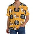 thumbnail image 1 of Sikiie Corgi Men's Wrinkle Free Untucked Cuban Shirt Business Casual Button Down Shirts Short Sleeve Shirt4X-Large, 1 of 5