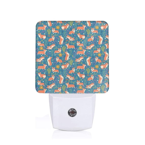 Sikiie Corgi with Flowers Led Night Light, Warm White,Cool White Lights for Bathroom,Hallway,Bedroom, Kids Room-EU