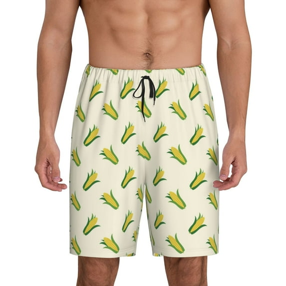 Sikiie Corn Mens Pajama Shorts, Lightweight Lounge Pant with Pockets Soft Sleep Pj Shorts for MenLarge