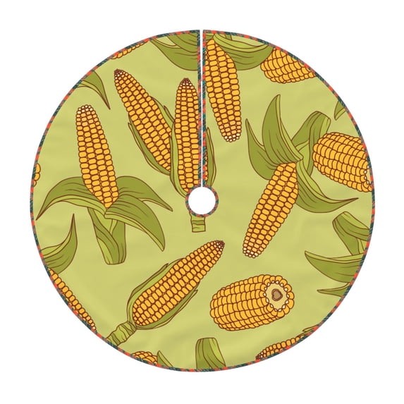 Sikiie Corn Nativity Christmas Tree Skirt, Jesus Christian Winter Holiday Tree Mat Decoration(30-48IN)30"