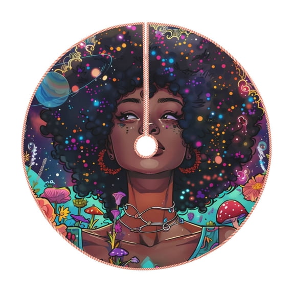 Sikiie Cosmic Garden Woman Portrait Christmas Tree Skirt, Christmas Tree Decorations, Christmas Decor, Tree Mat Decoration(30-48IN)-48"