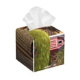 thumbnail image 1 of Sikiie Country Farm Morning Rooster Leather Tissue Box Cover Square, tissue box holder - 5.2”x5.2”x5.2”, 1 of 7