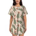 thumbnail image 1 of Sikiie Cowboy Christmas Trees Womens Pajama Sets Short Sleeve Top With Pants Sleepwear 2 Piece Lounge Set-, 1 of 6
