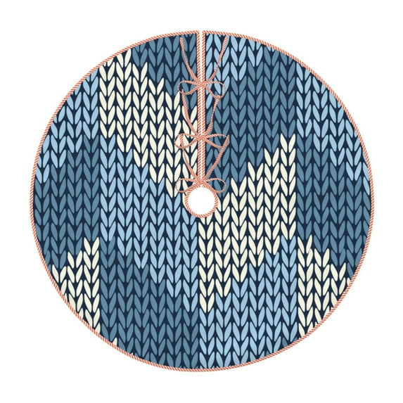 Sikiie Cozy Knitted Blue Chevron Christmas Tree Skirt, Christmas Tree Decorations, Christmas Decor, Tree Mat Decoration(30-48IN)-48"