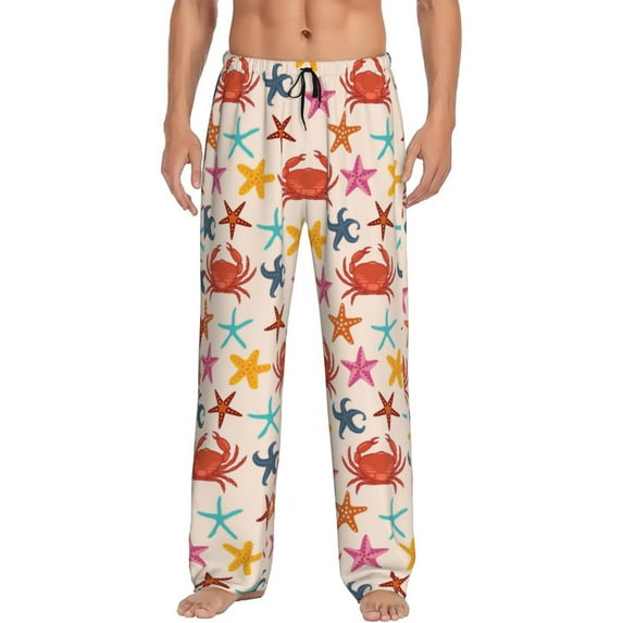 Sikiie Crabs And Seastars Pajama Pants Men, PJ Bottoms, Sleep & Lounge Pants-X-Large