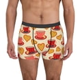 thumbnail image 1 of Sikiie Cups of Tea Print Men's Boxer Briefs, Elastic Waistband Boxer Briefs Leggings-Large, 1 of 5