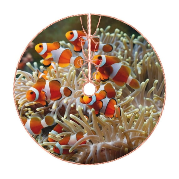 Sikiie Cute Anemone Fish Christmas Tree Skirt, Christmas Tree Decorations, Christmas Decor, Tree Mat Decoration(30-48IN)-30"