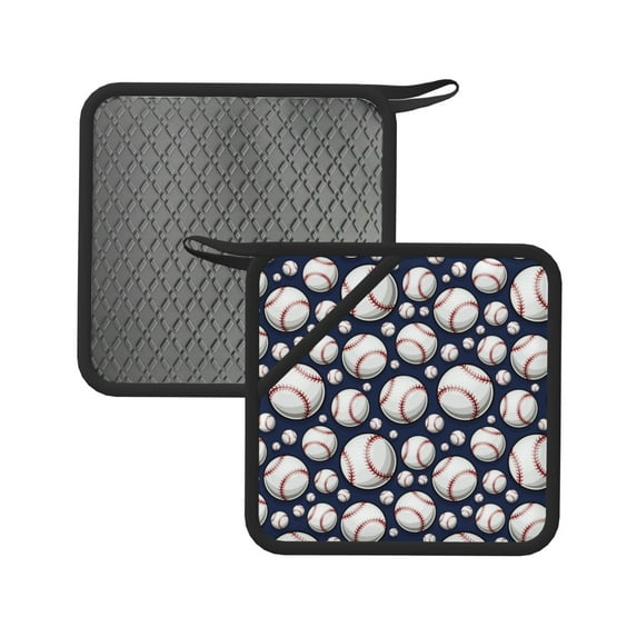 Sikiie Cute Basebal Pot Holders Kitchen Insulation Mats Heat Resistant Pot-Holder Oven Anti-Scald Pads for Cooking Baking, 7.1*7.1inch