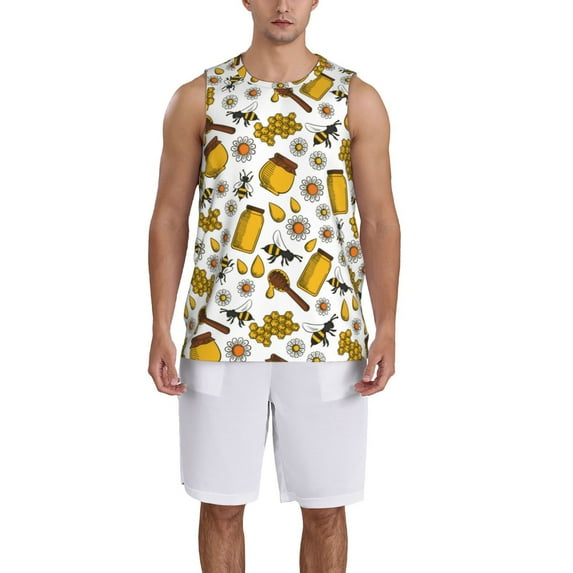 Sikiie Cute Bee Basketball Jersey Reversible Men's Mesh Athletic Sports Shirts Training Practice S-4XL3X-Large