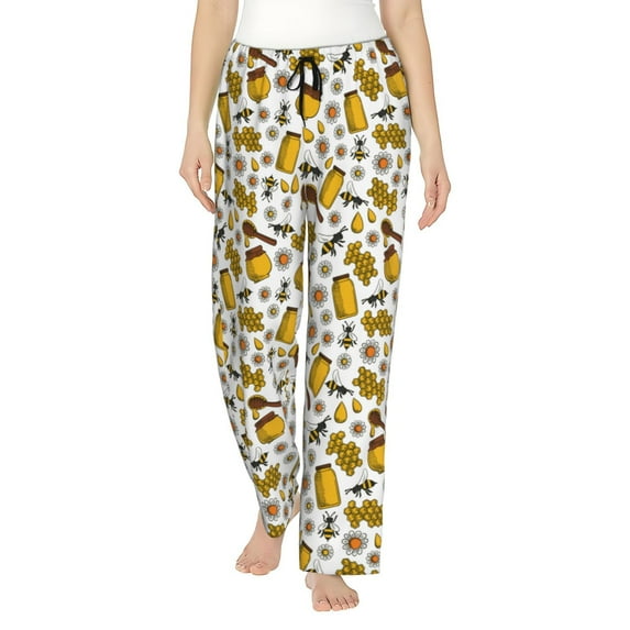 Sikiie Cute Bee Women’s Ultra-Soft Comfy Lounge Pants Sleepwear Comfy Lounge Pants Drawstring Sleep Bottoms with PocketsXX-Large