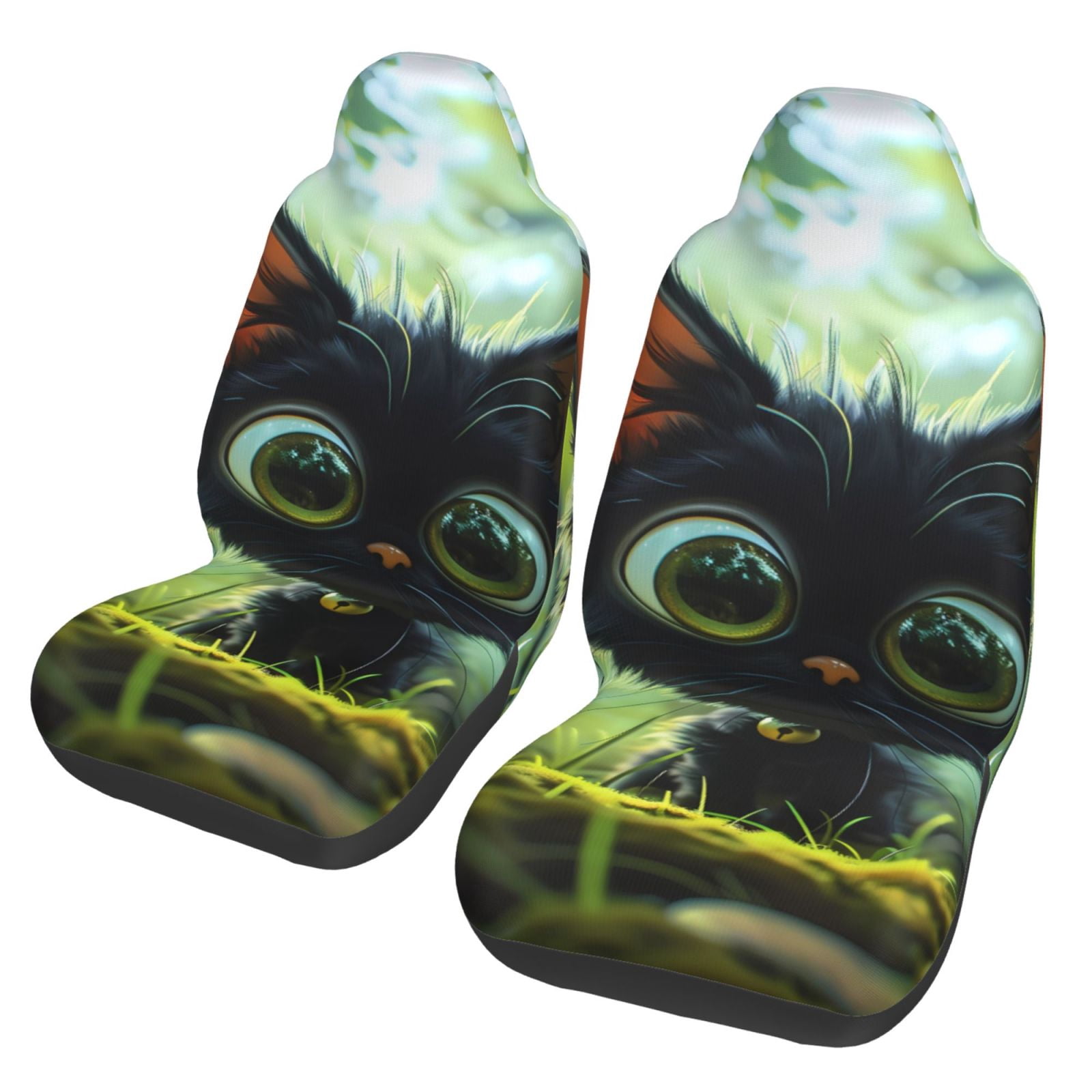 Black Cat Knit Pattern Print Universal Fit Car Seat Covers