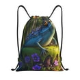 thumbnail image 1 of Sikiie Cute Blue Frog Drawstring Backpack Drawstring Bags, Draw String Back Bag for Sports, Gym, Travel, Swimming, Beach-Small, 1 of 6