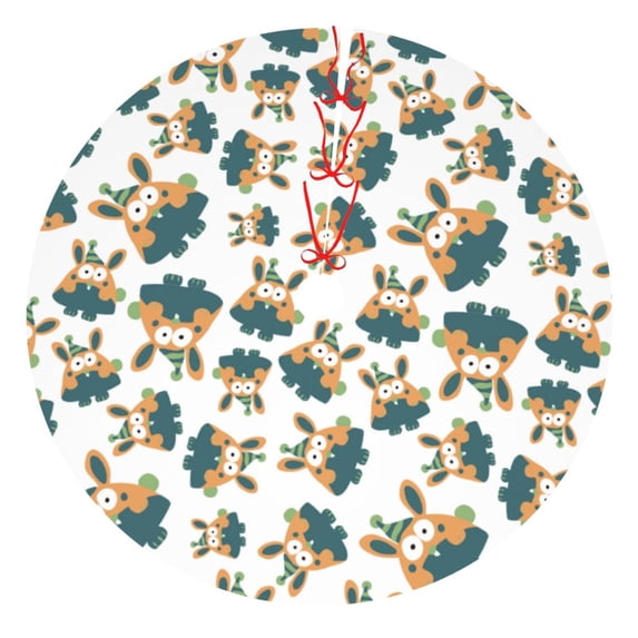 Sikiie Cute Bunny 30-48 inches {designName} Print Christmas Tree Skirt Snowman Xmas Tree Skirt with Edge Christmas Decorations for Holiday Party48"