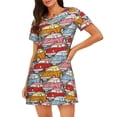 thumbnail image 1 of Sikiie Cute Cars Print Women's Short-sleeved Nightdress, Round Neck Pullover Nightdress Pajamas Summer Home Wear, 1 of 6