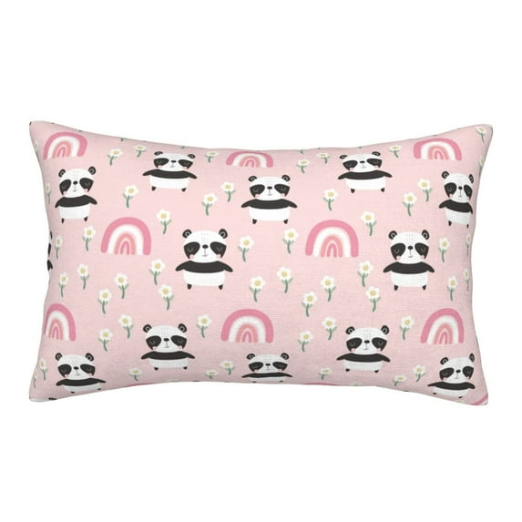 Sikiie Cute Cartoon Panda Print Plush Pillow Cover, Wrinkle-proof and Stain-resistant Pillow Protector without Pillow Core, Home Decoration-14"x20"
