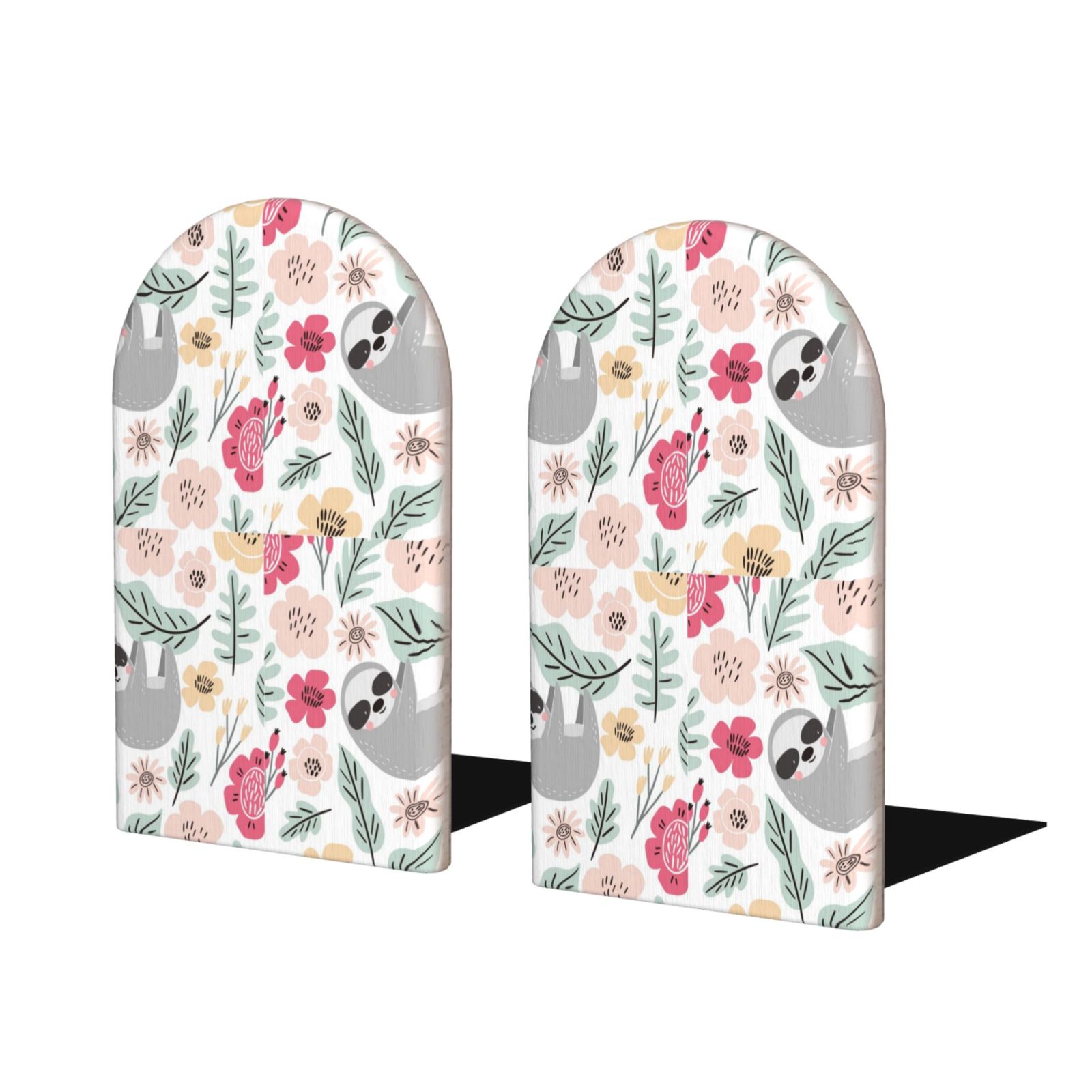 Sikiie Cute Cartoon Sloth Bookends 1 Pair, Wood Bookends for Shelves ...