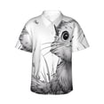thumbnail image 1 of Sikiie Cute Cat Meadow Sketch Print Men's Hawaiian Shirt, Summer Beach Button Pocket Short Sleeve T-Shirt,3X-Large, 1 of 7