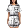 thumbnail image 1 of Sikiie Cute Cat Meadow Sketch Womens Pajama Sets Short Sleeve Top With Pants Sleepwear 2 Piece Lounge Set-Medium, 1 of 6