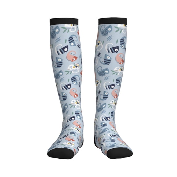 Sikiie Cute Chameleons On Blue 1 Pairs Compression Socks for Men and Women 15-20 mmHg Running Support Socks
