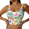 thumbnail image 1 of Sikiie Cute Chameleons Print Strappy Sports Bra for Women Padded Push Up Sports Bra Athletic Running Sports Bra Workout Bra Yoga Bra, 1 of 5