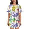 thumbnail image 1 of Sikiie Cute Chameleons Womens Pajama Sets Short Sleeve Top With Pants Sleepwear 2 Piece Lounge Set4X-Large, 1 of 6