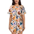thumbnail image 1 of Sikiie Cute Chickens Womens Pajama Sets Short Sleeve Top With Pants Sleepwear 2 Piece Lounge SetMedium, 1 of 6