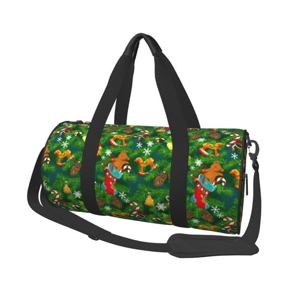 Sikiie Cute Christmas Stocking Bear Duffel Bag, Travel Bag, Sports Gym Bag - Ideal for Sports, Gym, Overnight Stays