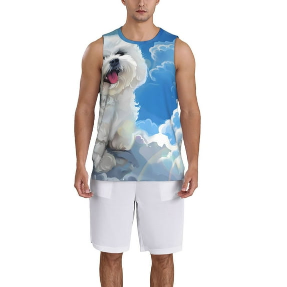 Sikiie Cute Cloud Bichon Frise Basketball Jersey Reversible Men's Mesh Athletic Sports Shirts Training Practice S-4XLMedium