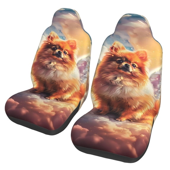 Sikiie Cute Cloud Pomeranian Car Seat Protector 2 Pack Car Seat Cushion Mat, Car Seat Covers for SUV, Truck, Van