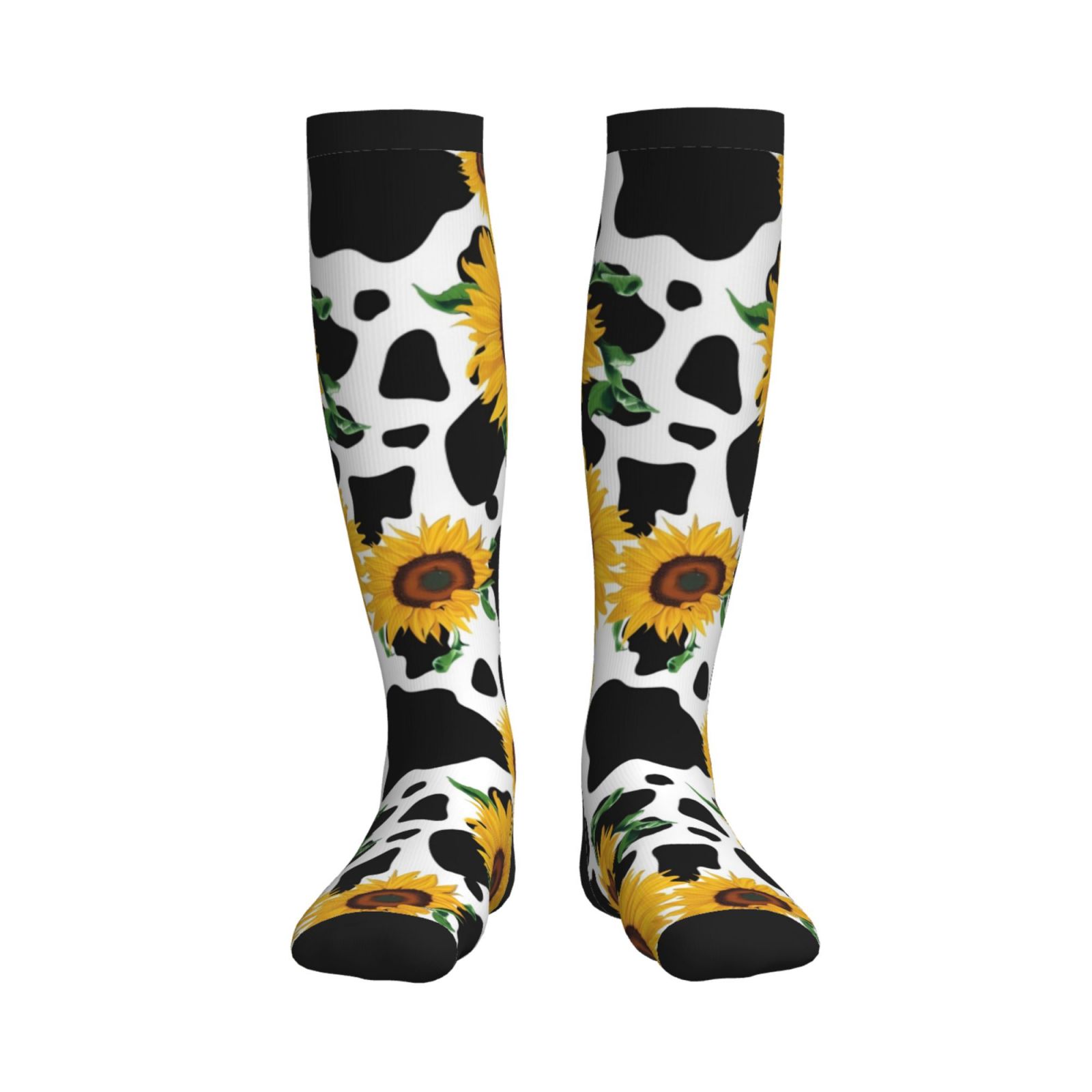 Sikiie Cute Cow Print Sunflower D 1 Pairs Compression Socks for Men and ...