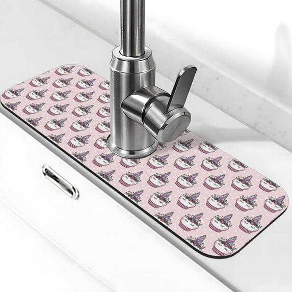 Sikiie Cute Cupcake Splash Guard for Sink Faucet-1 PC Super Absorbent Fast Drying Mat Sink Gadgets-Splash Guard for Kitchen, Sink Mat