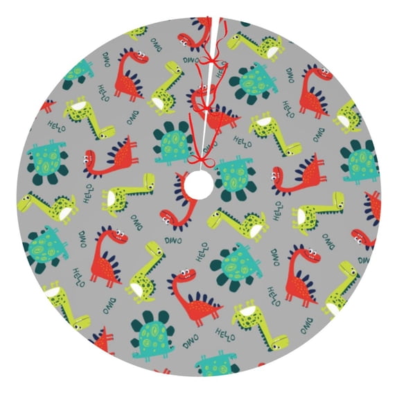 Sikiie Cute Dinosaur 30-48 inches {designName} Print Christmas Tree Skirt Snowman Xmas Tree Skirt with Edge Christmas Decorations for Holiday Party48"