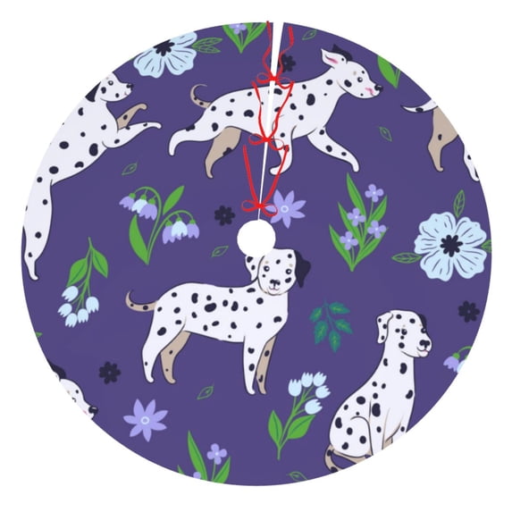 Sikiie Cute Dog 30-48 inches {designName} Print Christmas Tree Skirt Snowman Xmas Tree Skirt with Edge Christmas Decorations for Holiday Party48"