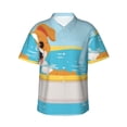 thumbnail image 1 of Sikiie Cute Dog In Bath Print Men's Hawaiian Shirt, Summer Beach Button Pocket Short Sleeve T-Shirt,3X-Large, 1 of 7