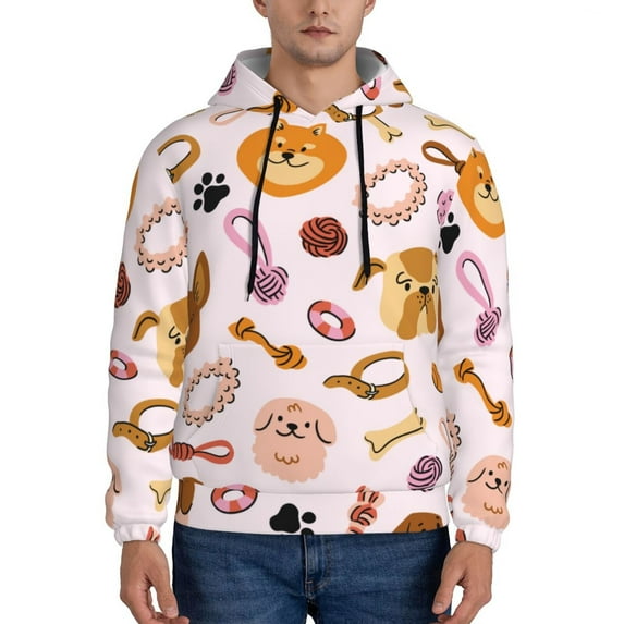 Sikiie Cute Dog Men's Hoodie, Essentials Hoodie, Sweatshirt, Pullover Hooded Sweatshirt for Men-Large