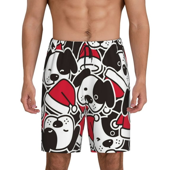 Sikiie Cute Dog Mens Pajama Shorts, Lightweight Lounge Pant with Pockets Soft Sleep Pj Shorts for Men4X-Large