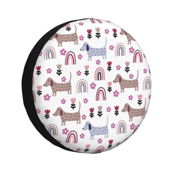 Sikiie Cute Dog PVC Leather Spare Tire Wheel Cover Spare Tire Cover, for Car Truck SUV Camper Trailer Universal Fit(14-17in)-17 inch