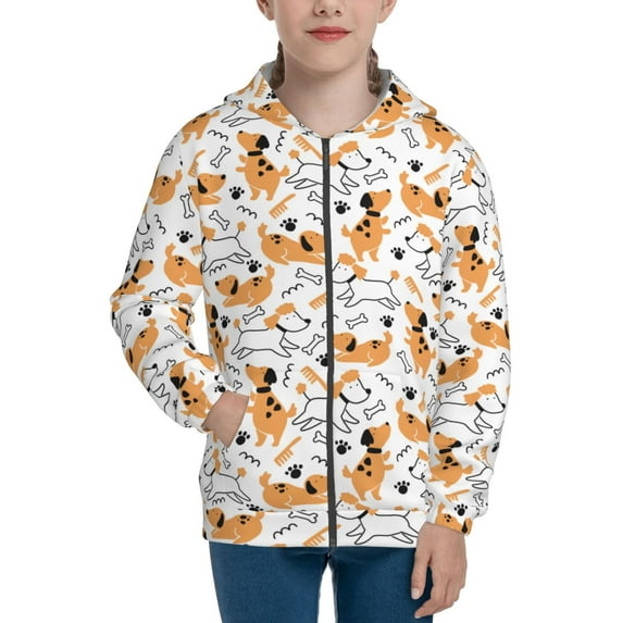 Sikiie Cute Dog Zip Up Hoodie Teenage, hoodies for Teenage, Zipper Sweatshirt Jacket for Daily, Traveling-Medium