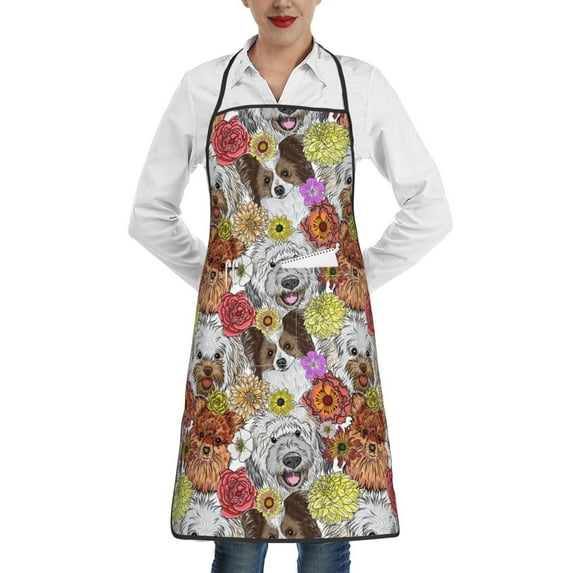 Sikiie Cute Dogs Puppy Aprons for Kitchen Cooking Aprons, Chef Apron for Men Women Chef