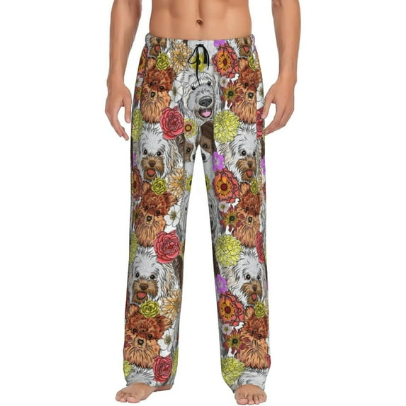 Sikiie Cute Dogs Puppy Pajama Pants Men, PJ Bottoms, Sleep & Lounge Pants-X-Large