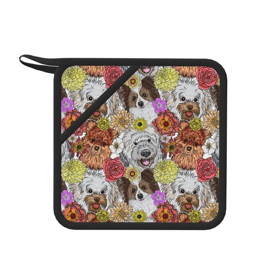 Sikiie Cute Dogs Puppy Pot Holders Kitchen Insulation Mats Heat Resistant Pot-Holder Oven Anti-Scald Pads for Cooking Baking, 7.1*7.1inch