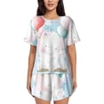thumbnail image 1 of Sikiie Cute Elephant Womens Pajama Sets Short Sleeve Top With Pants Sleepwear 2 Piece Lounge Set3X-Large, 1 of 6
