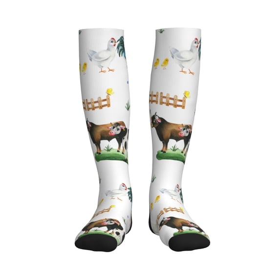 Sikiie Cute Farm 1 Pairs Compression Socks for Men and Women 15-20 mmHg Running Support Socks