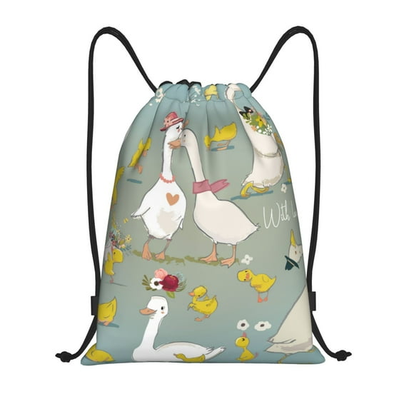 Sikiie Cute Farm Birds Drawstring Backpack Drawstring Bags, Draw String Back Bag for Sports, Gym, Travel, Swimming, Beach-Medium